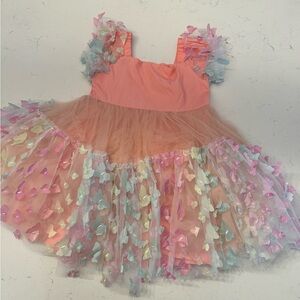 3D BUTTERFLY PUFFY SLEEVE DRESS